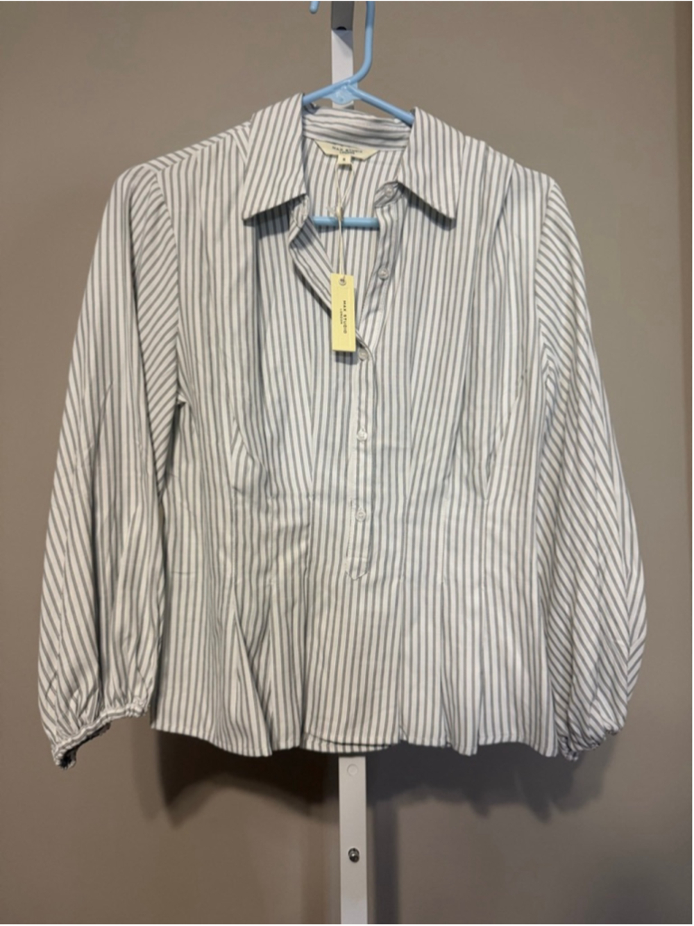 Women's MAX STUDIO LONDON White Black Striped Blouse S
